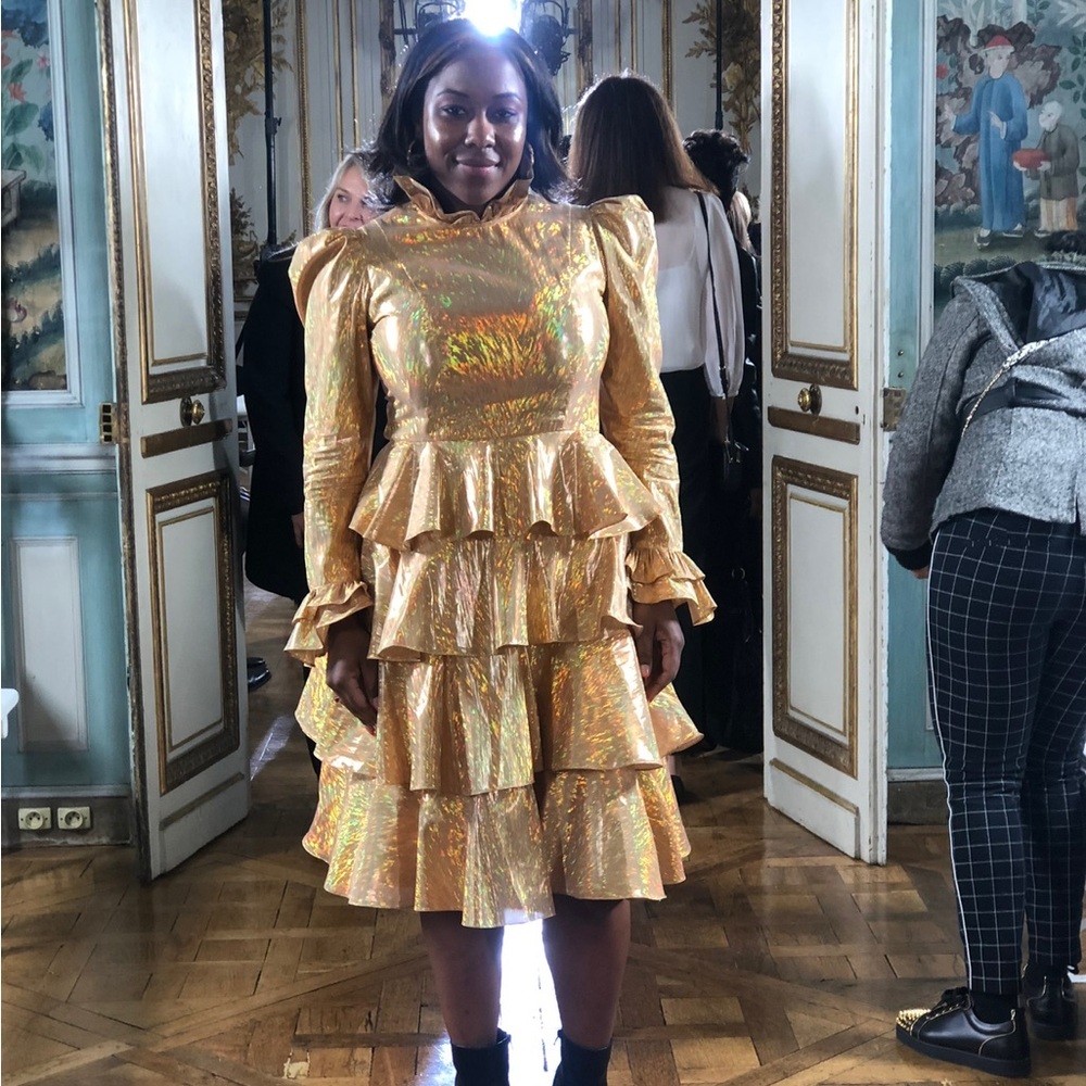 Batsheva Gold Midi Dress